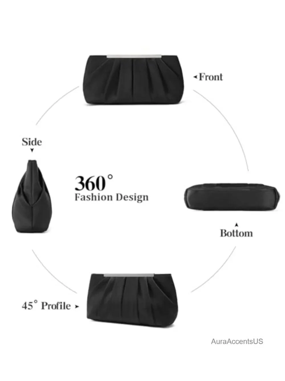 Elegant Pleated Satin Evening Clutch Purse with Chain Strap